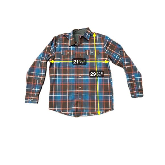 Swiss Tech Mens Plaid Long-Sleeve Shirt Brown Blue Size Medium - Picture 7 of 9